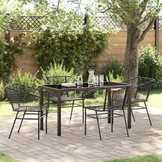 vidaXL Conjunto De Comedor De Jard&iacute;n 5 Pcs Negro Rat&aacute;n Sint&eacute;tico Vidaxl