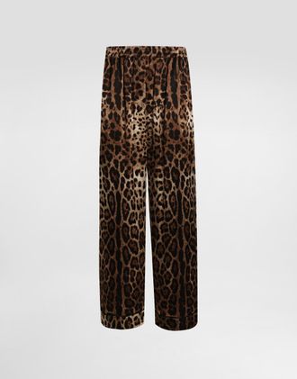 Dolce & Gabbana Leopard-print Satin Pajama Pants - Woman Pants And Shorts Animal Print Cotton 52