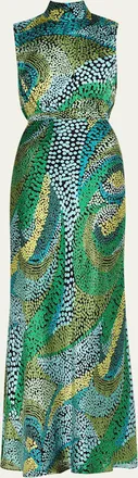 Saloni Fleur Printed High-Neck Dress