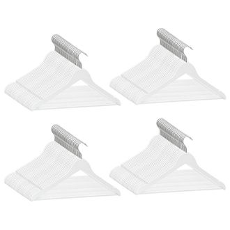 vidaXL Juego Perchas Ropa 100 Uds Antideslizantes Madera Dura Blanco Vidaxl
