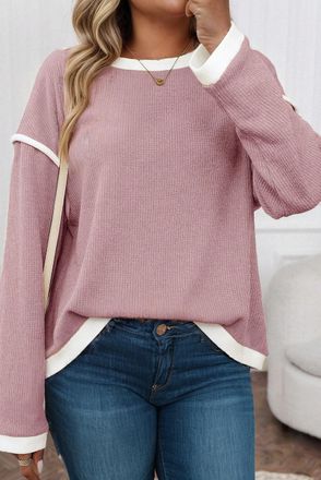 Azura Exchange Contrast Trim Relaxed Sweater