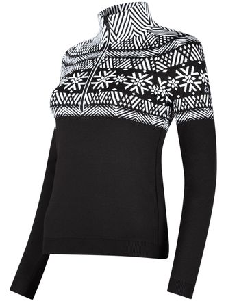 Newland Long-Sleeve Geometric Pattern Top With High Collar