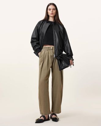 AllSaints Cotton Becca Barrel Leg Denim Jeans, Size: UK 12/US 8