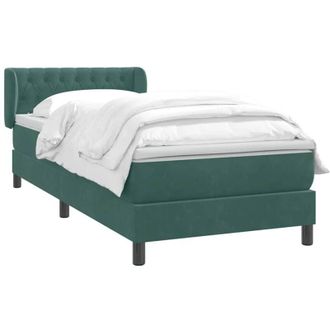 vidaXL Cama Box Spring Con Colch&oacute;n Terciopelo Verde Oscuro 80x220 Cm Vidaxl