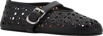 Alaia Womens Leather Ballerinas Black Ballerina Shoes