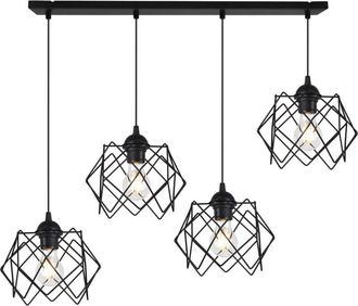 OEM L&aacute;mpara Colgante Stella 4 Pantallas Planas Negras E27