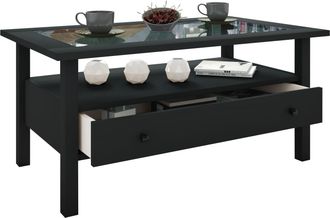 ebuy24 Ebuy24 - Mesa Lateral De Madera Vcm Con Vidrio De Seguridad Esg Mesa De Centro Simple Dimensiones Aprox. Al. 42 X An. 90 X P. 54 Cm Mesa De Sal&oacute;n Con 