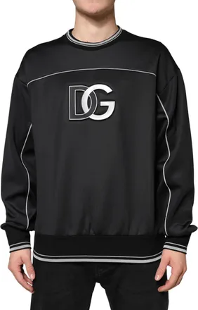Dolce & Gabbana Mens Black Dg Logo Crew Neck Sweatshirt Sweater 07+pl Clothing