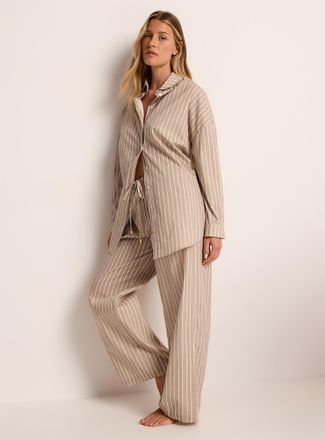 Everyday Sunday Womens Striped sand poplin pyjama pant