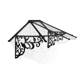 Palram Patio Cover Lily Extendable Canopy Door Awning Kit 2130 Clear, L216 cm in Black