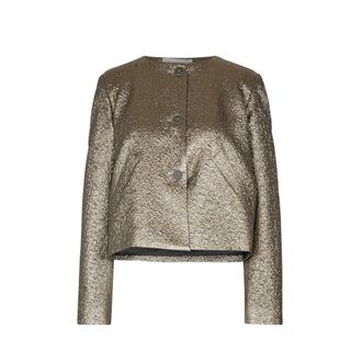 8pm Light Jackets, female, Yellow, Size: M Giacca in lam&egrave; dorato effetto stropicciato