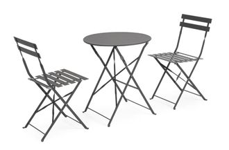 BIZZOTTO Conjunto de mesa plegable y 2 sillas de acero antracita