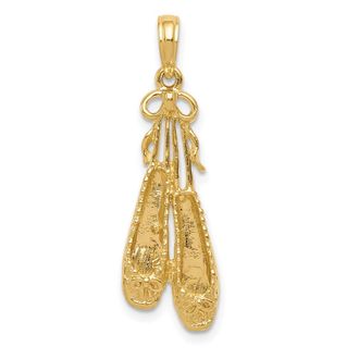 Diamond2Deal 14k Yellow Gold Solid Satin Polished Ballet Slippers Pendant