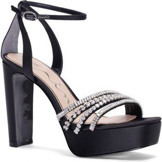 Nina Agitha Ankle Strap Platform Sandal in Black at Nordstrom, Size 8.5