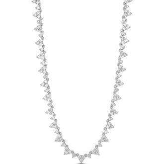 SHYMI Cubic Zirconia Cluster Tennis Necklace in Silver at Nordstrom