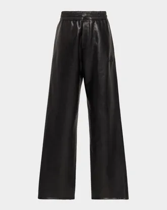 Amiri Men & apos;s Leather Wide-Leg Track Pants