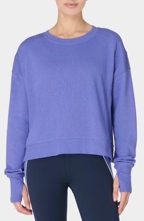 Sweaty Betty After Class Cotton Blend Crop Sweatshirt in Aura Blue at Nordstrom, Size Medium