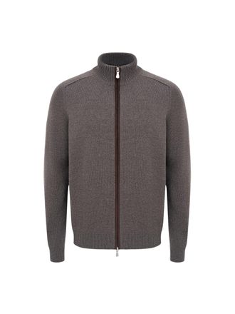 Gran Sasso High Neck Zipper Virgin Wool Cardigan