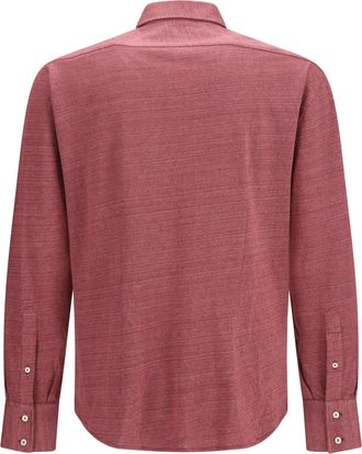 Brunello Cucinelli Mens Linen-Cotton Knit Shirt Corallo Coral