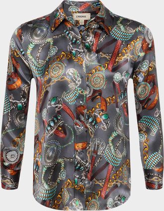 L'agence Dani Button-Front Silk Blouse