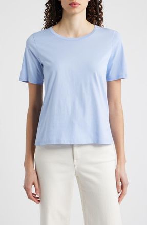 Eileen Fisher Crewneck Organic Cotton T-Shirt in Myrtl at Nordstrom, Size Petite P