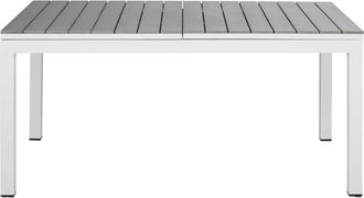 Maisons du monde Mesa extensible de exterior de aluminio efecto madera gris claro y blanco para 6/8 personas L.160/220