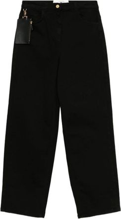 Elisabetta Franchi Jeans van katoenen keperstof - Dames - Cropped Jeans - Zwart - W29 - Katoen - Jeans