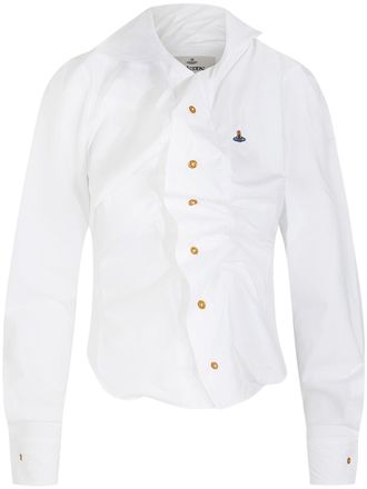 Vivienne Westwood Asymmetrical White Cotton Shirt with Gold Buttons