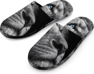 Generic Lion Wild Animal Mens Slippers Warm Non-Slip Houes Shose Spa Slipper for Home Bedroom