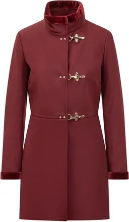 Fay Red Mock Collar Trench Coat