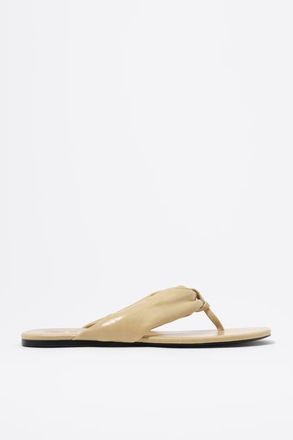 Bimba & Lola Leather Tubular Flat Sandal in Ochre at Nordstrom, Size 35