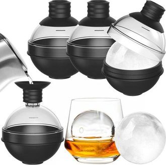 OEM Molde Grande Redondo De Silicona Para Cubitos De Hielo Whisky, Bandeja Cubitos Hielo Grande F&aacute;cil Extraer, 6 Cm C&oacute;cteles Fr&iacute;os/jugo Whisky, Negro