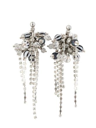 Dries Van Noten Black Silver Embellished Dangler Earrings
