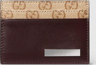 Gucci Card Case With Metal Tag, Brown