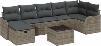 vidaXL Garden Sofa Set with Cushion 8 pcs Grey Poly rattan vidaXL