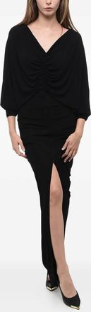 Saint Laurent v-neck draped dress - Black
