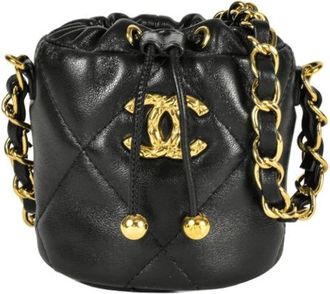 Chanel Pre-owned Leren Bucket Bag - Dames - Vintage Tas - Zwart - ONE Size - Leer - Vintage