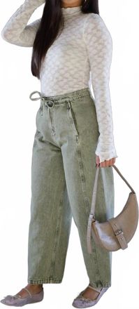 Entro All Tied Up High Waist Denim In Olive