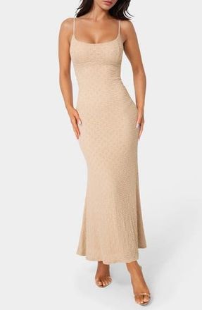 Bebe Floral Lace Body-Con Maxi Dress in Sand at Nordstrom Rack, Size X-Large