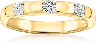 Ross-Simons Lab-Grown Diamond 3-Stone Ring in 18kt Gold Over Sterling