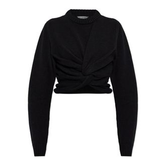 Balenciaga Draped Wool Sweater - Dames - Truien - Zwart - Maat: M Wol