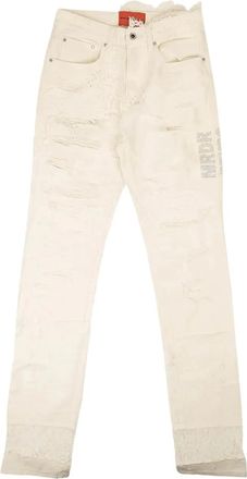 Who Decides War by Ev Bravado ripped five-pocket jeans - White