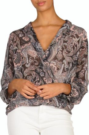 Elan Cross Front Top In Black Paisley