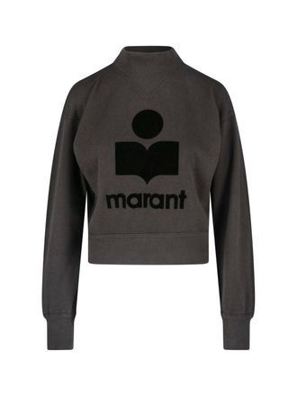Isabel Marant Textured Logo Graphic Cropped Sweater