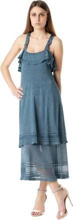 M Missoni Lange jurk - Dames - Maxi kleedjes - Blauw - XS - Polyester - Kleedjes