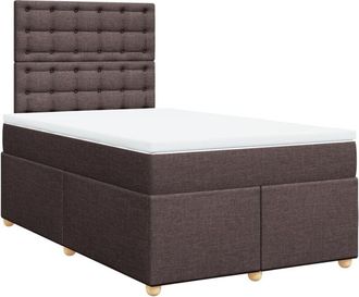 vidaXL Vidaxl - Cama Box Spring Con Colch&oacute;n Tela Marr&oacute;n Oscuro 120x190 Cm