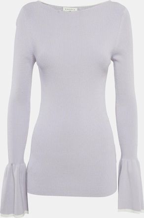 Sandro Light Purple Rib Knit Bell Sleeve Top