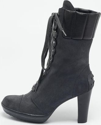 Tod's Tods Grey/black Suede And Leather Ankle Boots