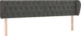 vidaXL Vidaxl - Testiera Ad Orecchio Grigio Scuro 183x23x78/88 Cm In Velluto