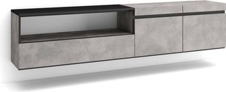 Skraut Home Skraut Home - Mueble Tv, Televisi&oacute;n, Muebles De Sal&oacute;n, Almacenaje, 200x45x35cm, Para Tv Hasta 80, Colgado, Suspendido, Estilo Moderno, Gris Cemento